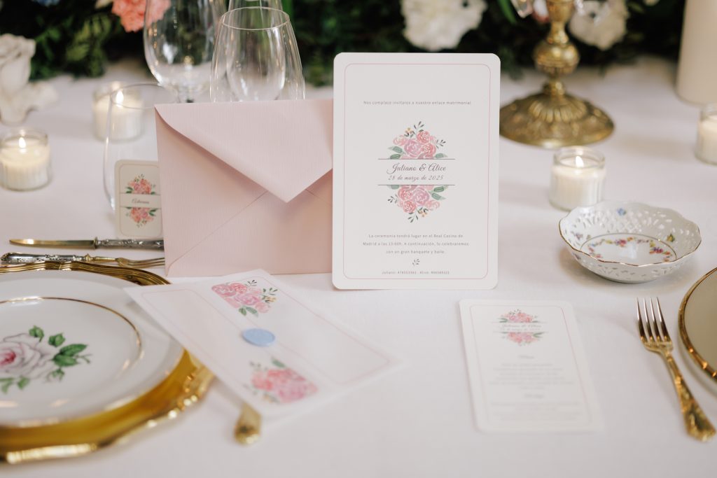 Papelería de boda inspirada en los Bridgerton